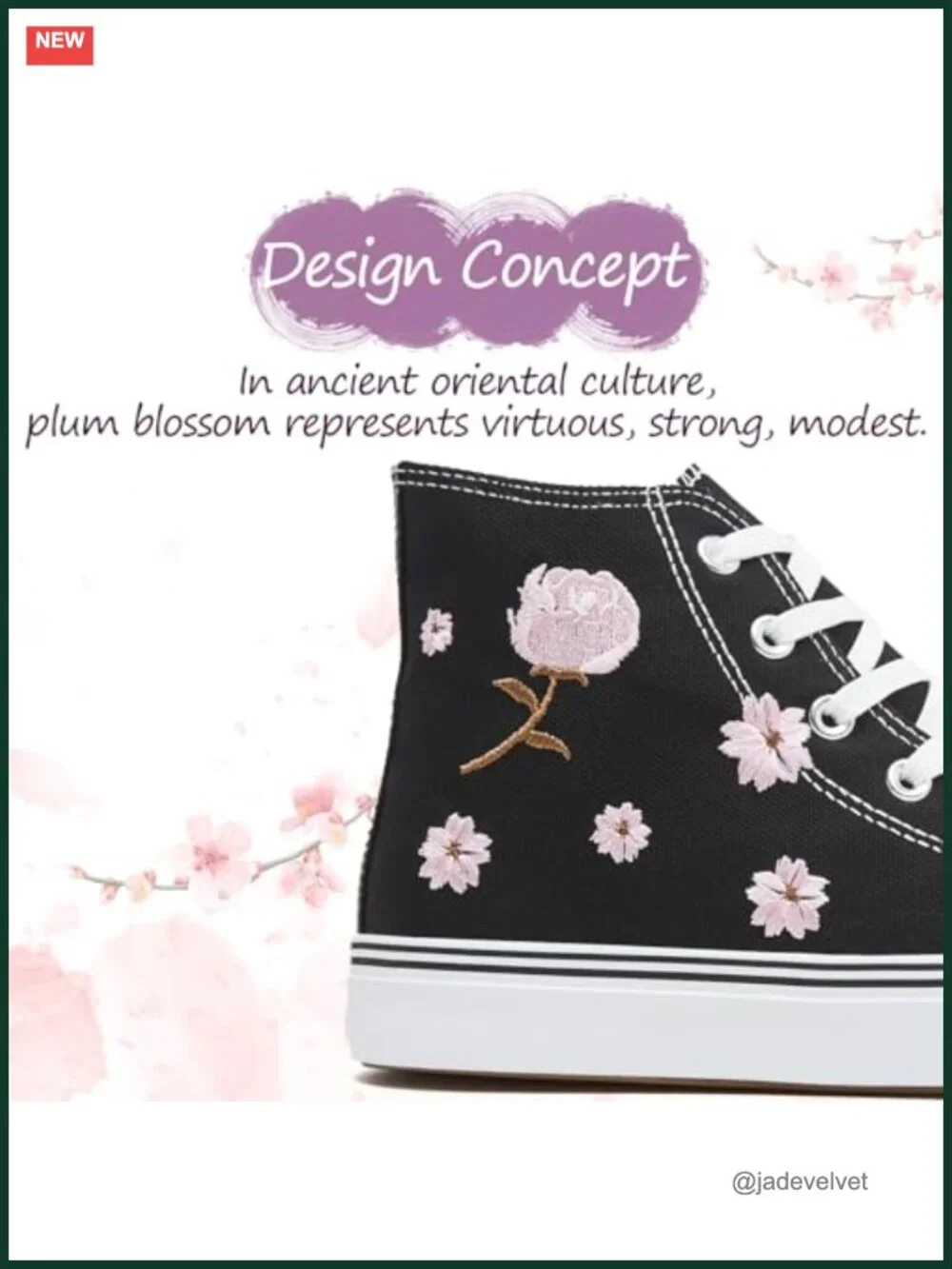 Women's High Top Canvas Sneakers Casual Walking Shoes Embroidered Floral